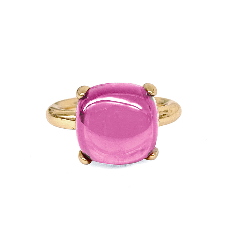 Ultima Edizione Ring Zirkonia Cabochon Pink Sterling Silber Vergoldet 