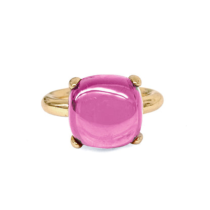 Ultima Edizione Ring Zirkonia Cabochon Pink Sterling Silber Vergoldet 