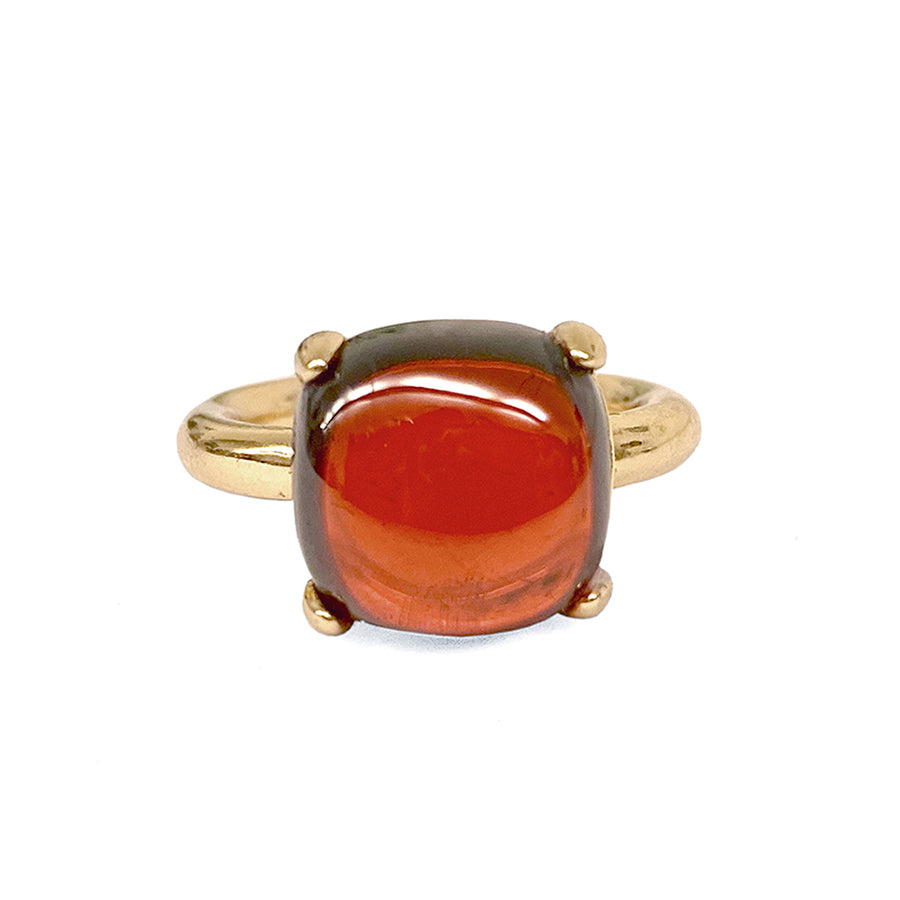 Ultima Edizione Ring Zirkonia Cabochon Rot Sterling Silber Vergoldet 
