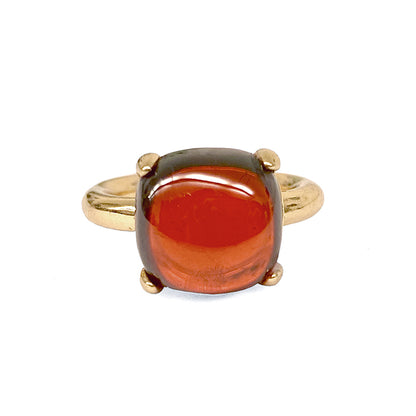 Ultima Edizione Ring Zirkonia Cabochon Rot Sterling Silber Vergoldet 