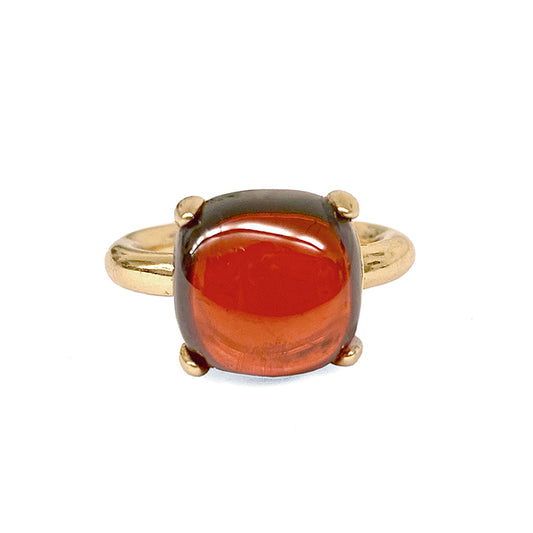 Ultima Edizione Ring Zirkonia Cabochon Rot Sterling Silber Vergoldet 