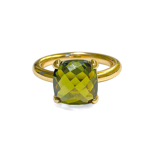 Ultima Edizione Ring Zirkonia Oliv Facettieert Sterling Silber Vergoldet