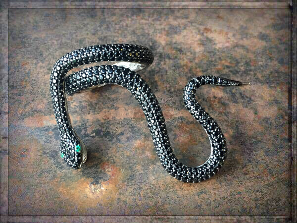 Statement-Schlangenring Pavé-Zirkonia Schwarz 925 Sterling Silber