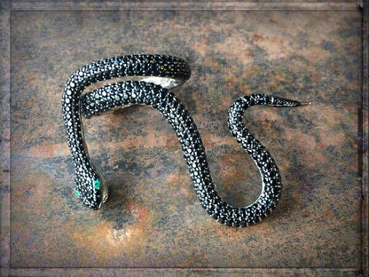 Statement-Schlangenring Pavé-Zirkonia Schwarz 925 Sterling Silber