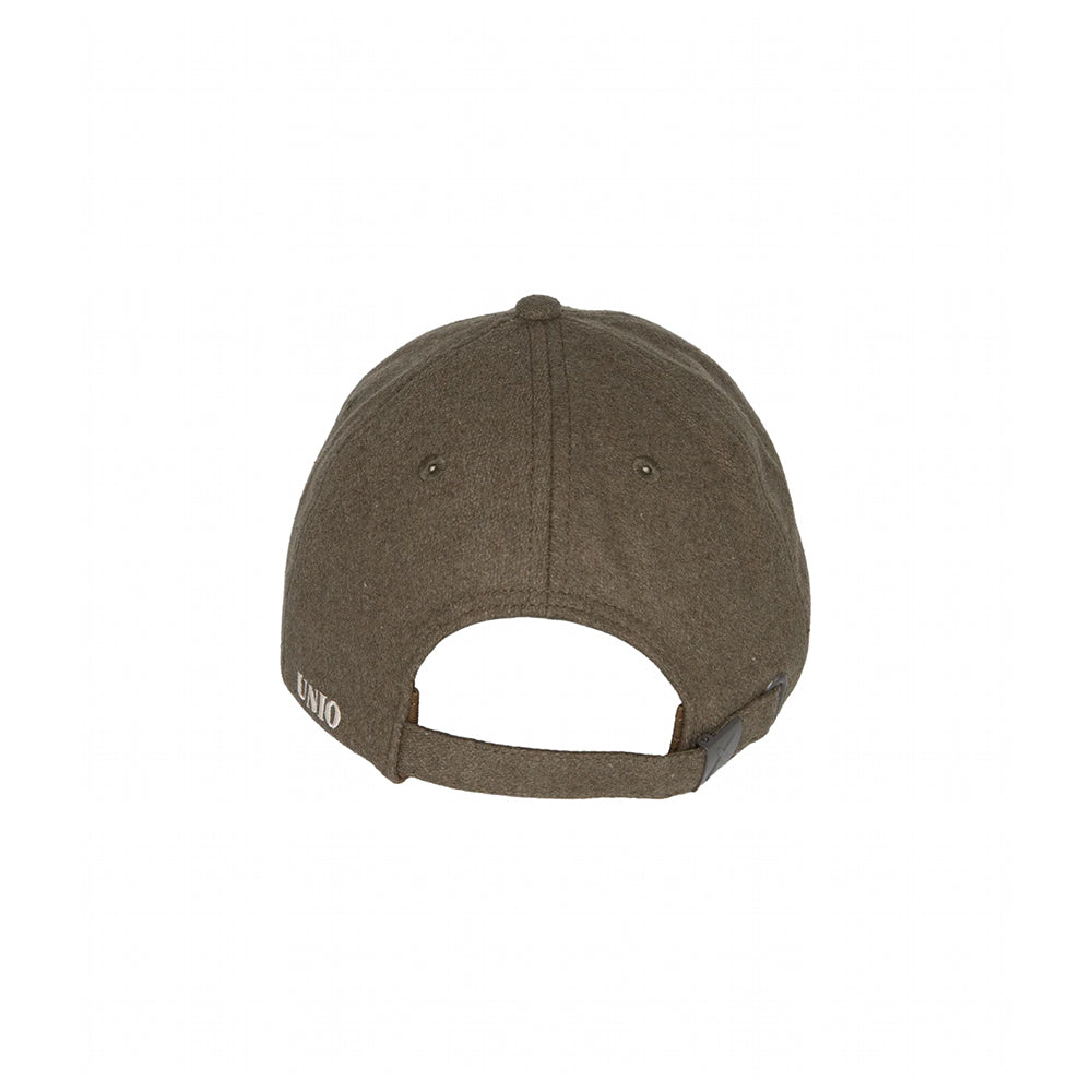 UNIO Baseball-Cap Chiba X Green Ash Oliv Beiges X-Patch Softe Filz-Optik Unisex Rückseite