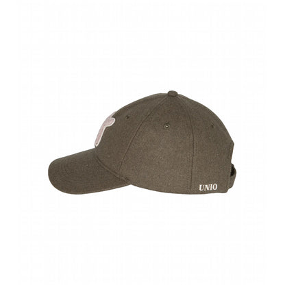UNIO Baseball-Cap Chiba X Green Ash Oliv Beiges X-Patch Softe Filz-Optik Unisex Seitlich 2