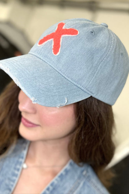 UNIO Kappe Cap Kobe-X Light Denim X-Patch Orange Unisex Nachhaltig Fair Produziert Model 2