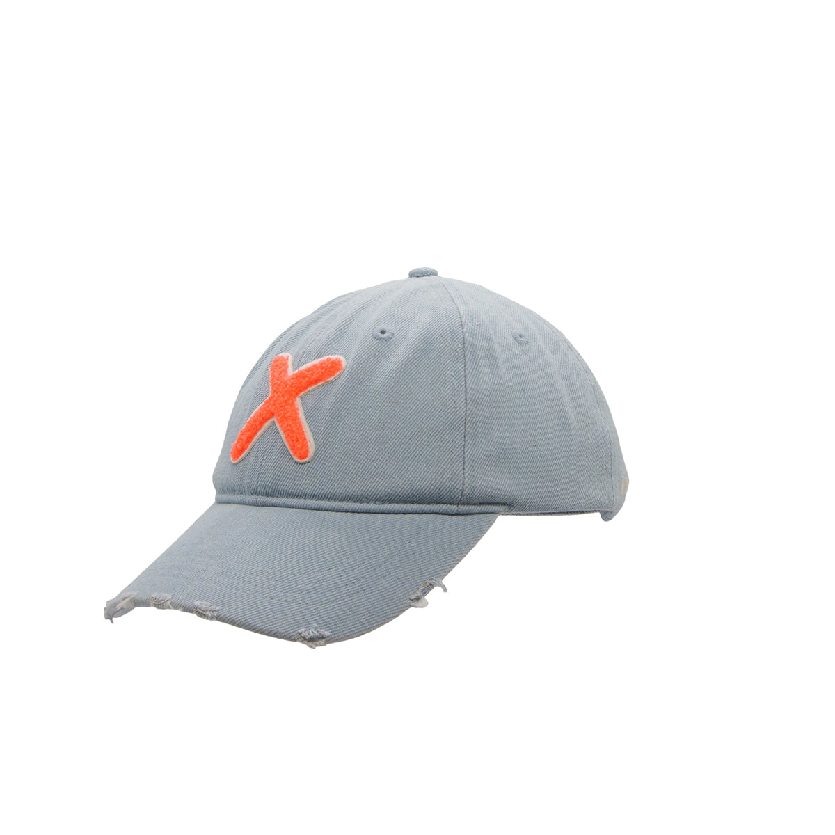 UNIO Kappe Cap Kobe-X Light Denim X-Patch Orange Unisex Nachhaltig Fair Produziert Seitlich