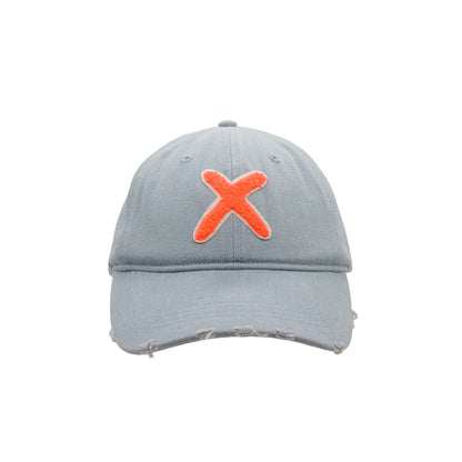 UNIO Kappe Cap Kobe-X Light Denim X-Patch Orange Unisex Nachhaltig Fair Produziert