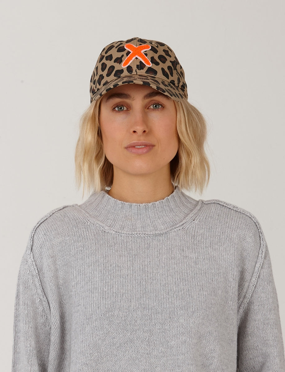 UNIO Kappe Cap Kobe-X Leo X-Patch Orange Leoparden-Print Nachhaltig Fair Produziert 4