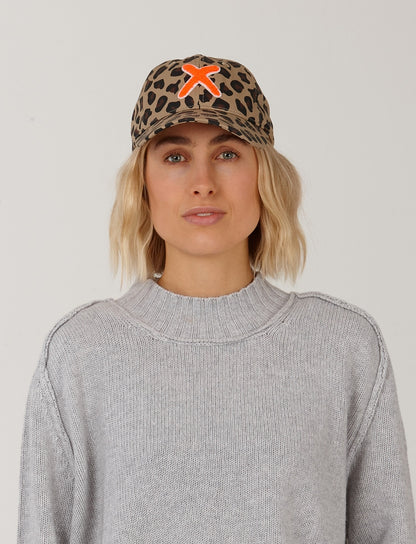 UNIO Kappe Cap Kobe-X Leo X-Patch Orange Leoparden-Print Nachhaltig Fair Produziert 4