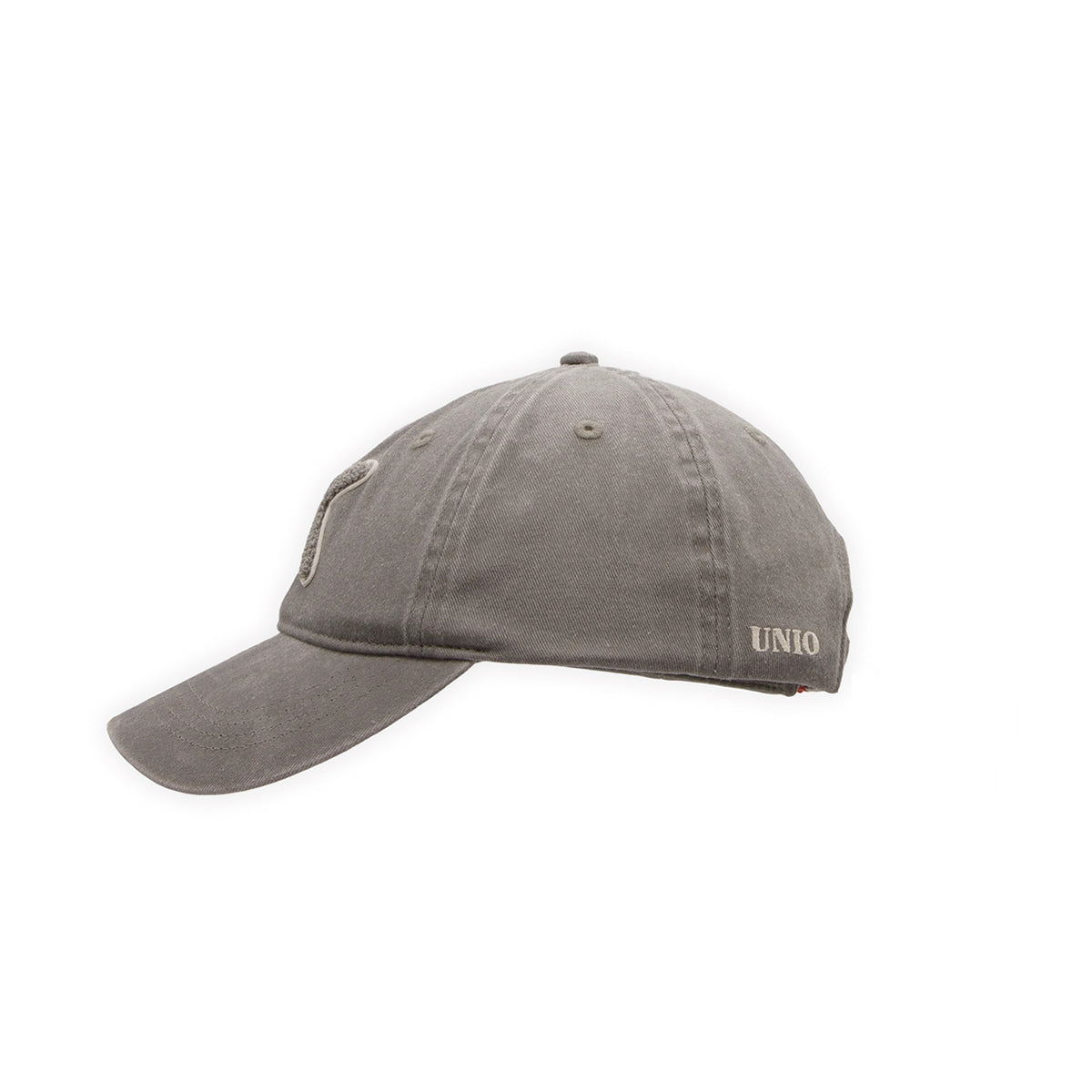 UNIO Kappe Cap Kobe-X X-Patch Hellgrau Light Grey Unisex Nachhaltig Produziert Seitlich Detail