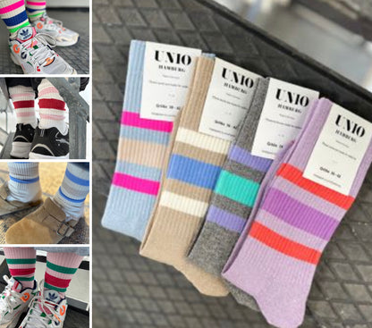 Unio Glitzer-Socken Streifen Oliv Nachhaltig Varianten