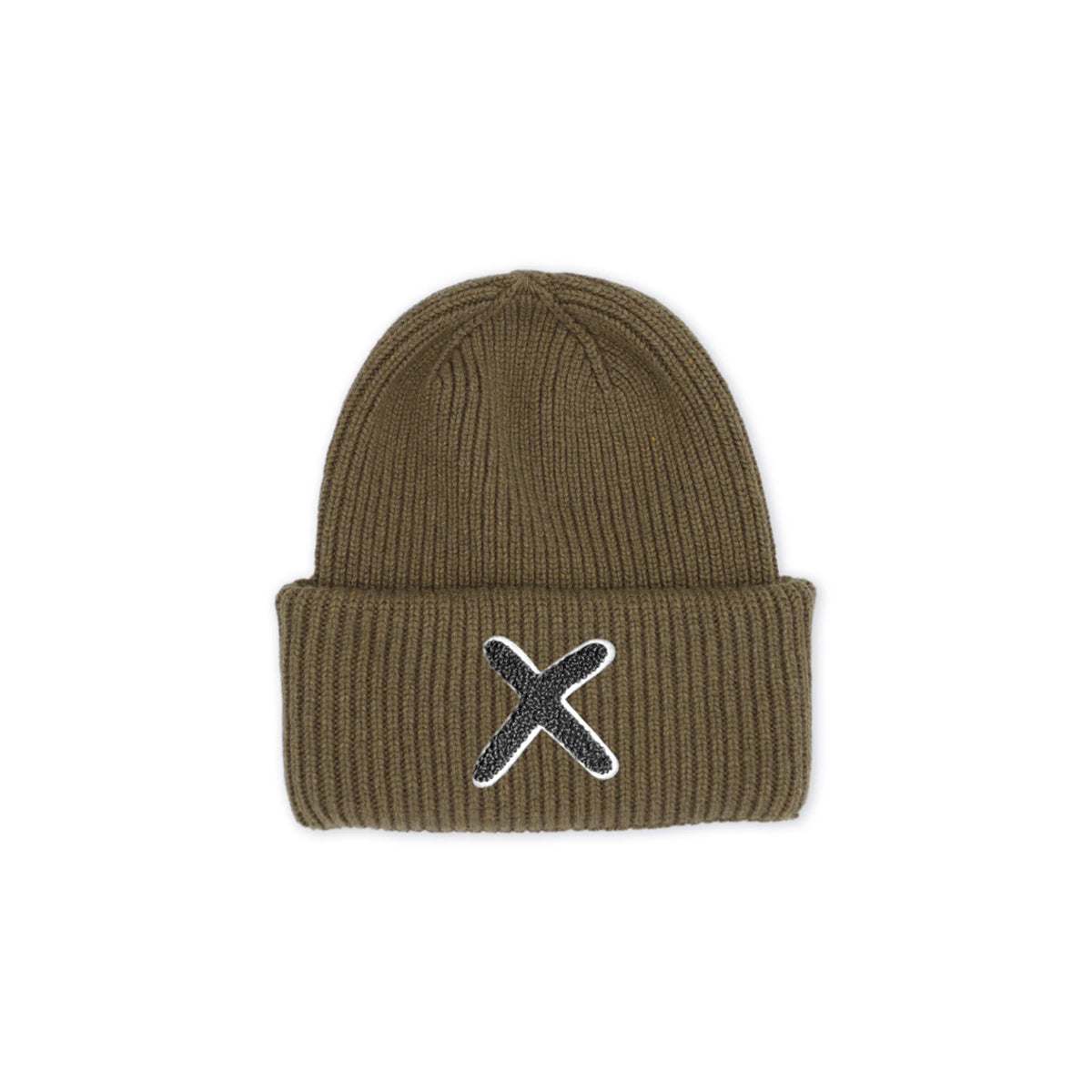 UNIO Strickmütze Lumi X Green Ash Merinowolle Cashmere Unisex Nachhaltig Fair Produziert X-Patch Schwarz
