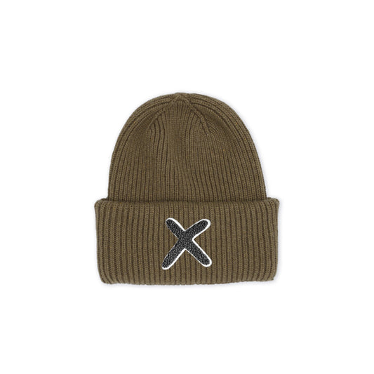 UNIO Strickmütze Lumi X Green Ash Merinowolle Cashmere Unisex Nachhaltig Fair Produziert X-Patch Schwarz
