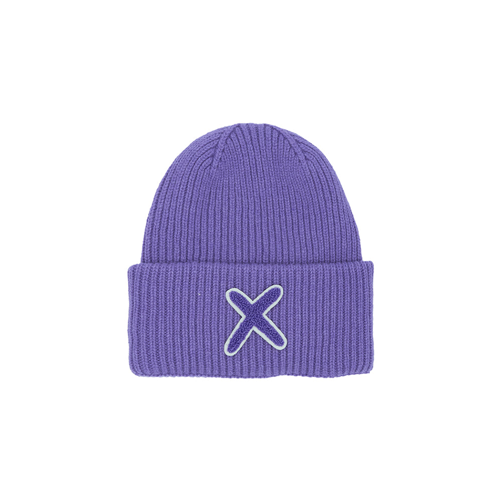 UNIO Strickmütze Lumi X Matched Merinowolle Cashmere Unisex Nachhaltig Fair Produziert X-Patch Lila Amethyst
