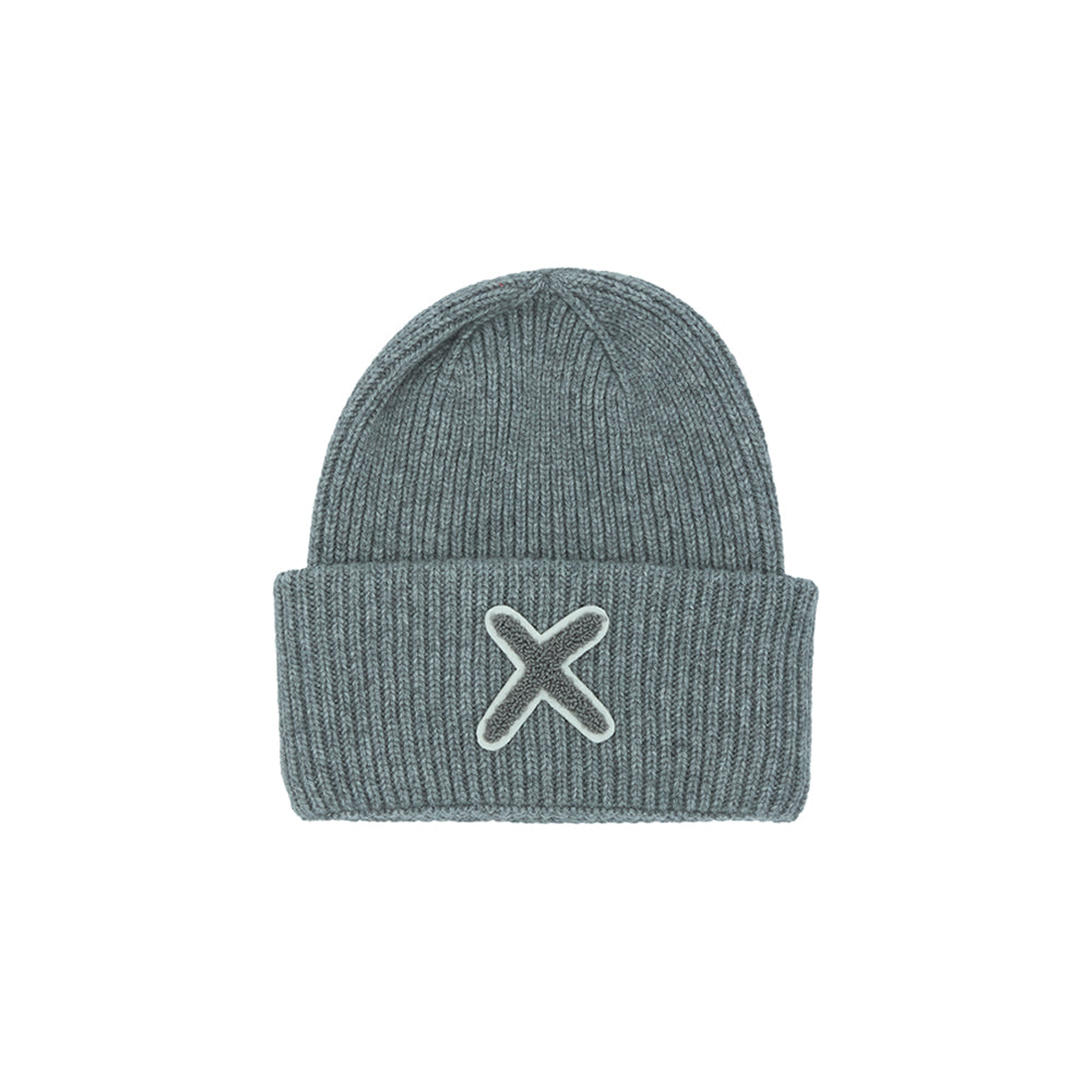 UNIO Strickmütze Lumi X Matched Merinowolle Cashmere Unisex Nachhaltig Fair Produziert X-Patch Grau Grey Melange

