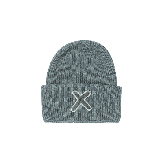 UNIO Strickmütze Lumi X Matched Merinowolle Cashmere Unisex Nachhaltig Fair Produziert X-Patch Grau Grey Melange
