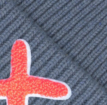 UNIO Strickmütze Lumi X Merinowolle Cashmere Unisex Nachhaltig Fair Produziert X-Patch Orange Denim Detail