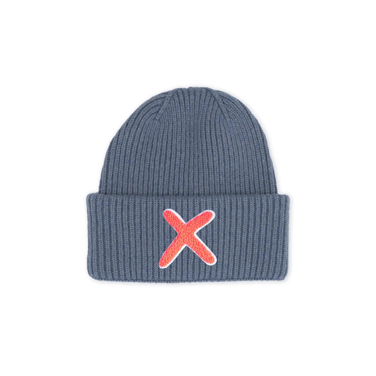 UNIO Strickmütze Lumi X Merinowolle Cashmere Unisex Nachhaltig Fair Produziert X-Patch Orange Denim