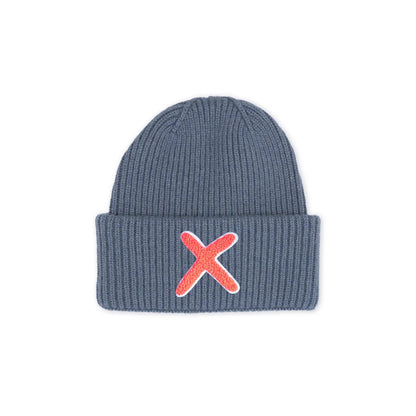 UNIO Strickmütze Lumi X Merinowolle Cashmere Unisex Nachhaltig Fair Produziert X-Patch Orange Denim