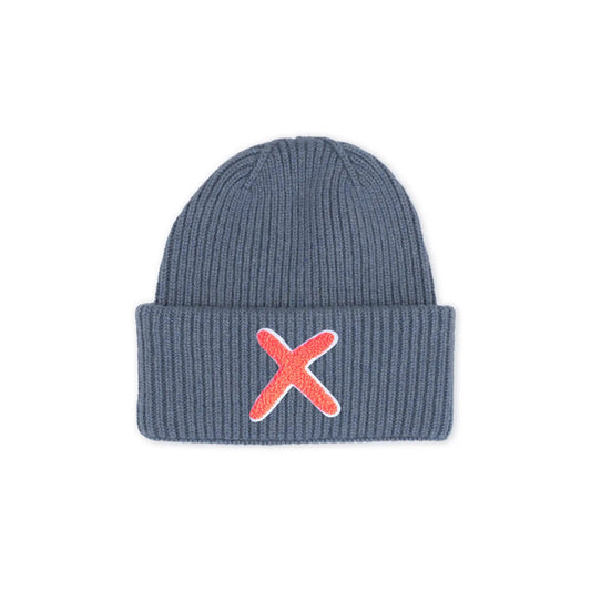 UNIO Strickmütze Lumi X Merinowolle Cashmere Unisex Nachhaltig Fair Produziert X-Patch Orange Denim