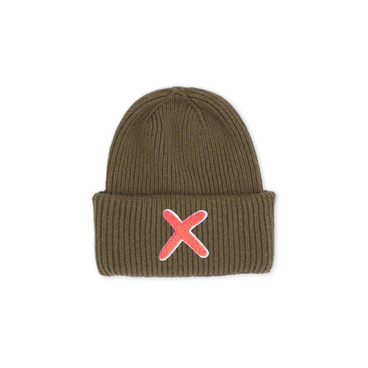 UNIO Strickmütze Lumi X Merinowolle Cashmere Unisex Nachhaltig Fair Produziert X-Patch Oliv Green Ash