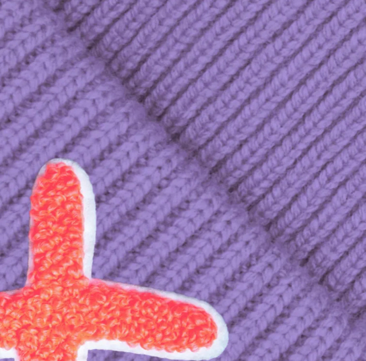 UNIO Strickmütze Lumi X-Patch Orange Merinowolle Cashmere Amethyst Lila Nachhaltig Fair Produziert Detail