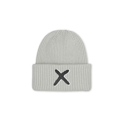 UNIO Strickmütze Lumi X-Patch Schwarz Merinowolle Cashmere Gruppy Grey Hellgrau Unisex Nachhaltig Fair Produziert