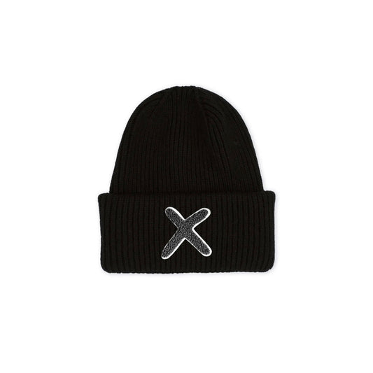UNIO Strickmütze Lumi X-Patch Black Merinowolle Cashmere Schwarz Unisex Nachhaltig Fair Produziert