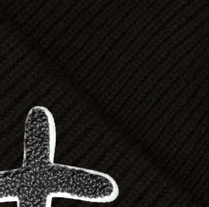 UNIO Strickmütze Lumi X-Patch Schwarz Merinowolle Cashmere Unisex Nachhaltig Fair Produziert