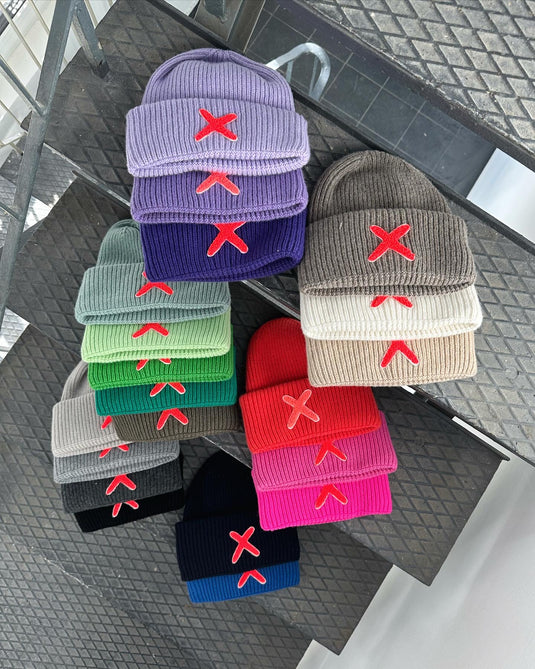 UNIO Strickmütze Lumi X Merinowolle Cashmere Nachhaltig Fair Produziert X-Patch Orange Unisex Varianten