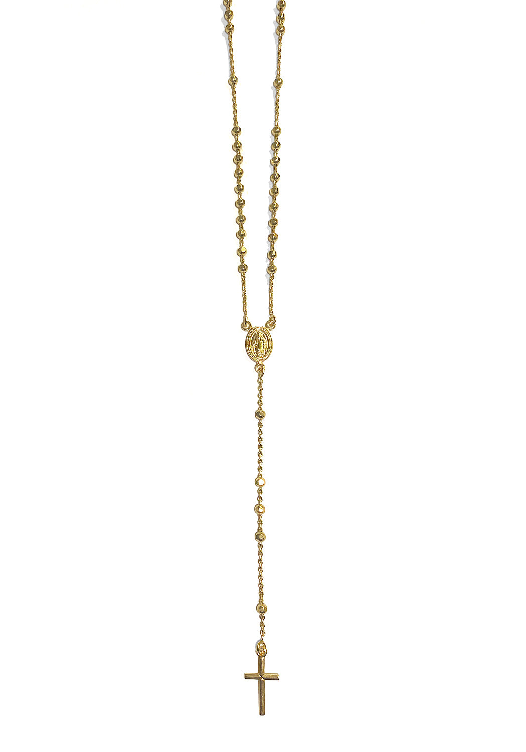 Ultima Edizione Y-Kette Rosenkranz Madonna Kreuz 925 Sterling Silber Vergoldet