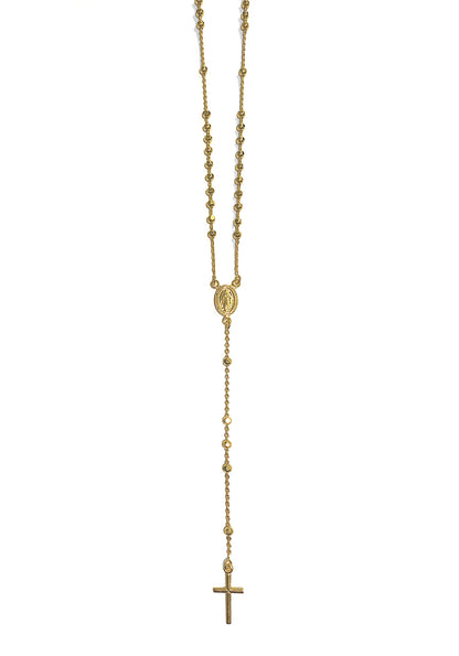 Ultima Edizione Y-Kette Rosenkranz Madonna Kreuz 925 Sterling Silber Vergoldet
