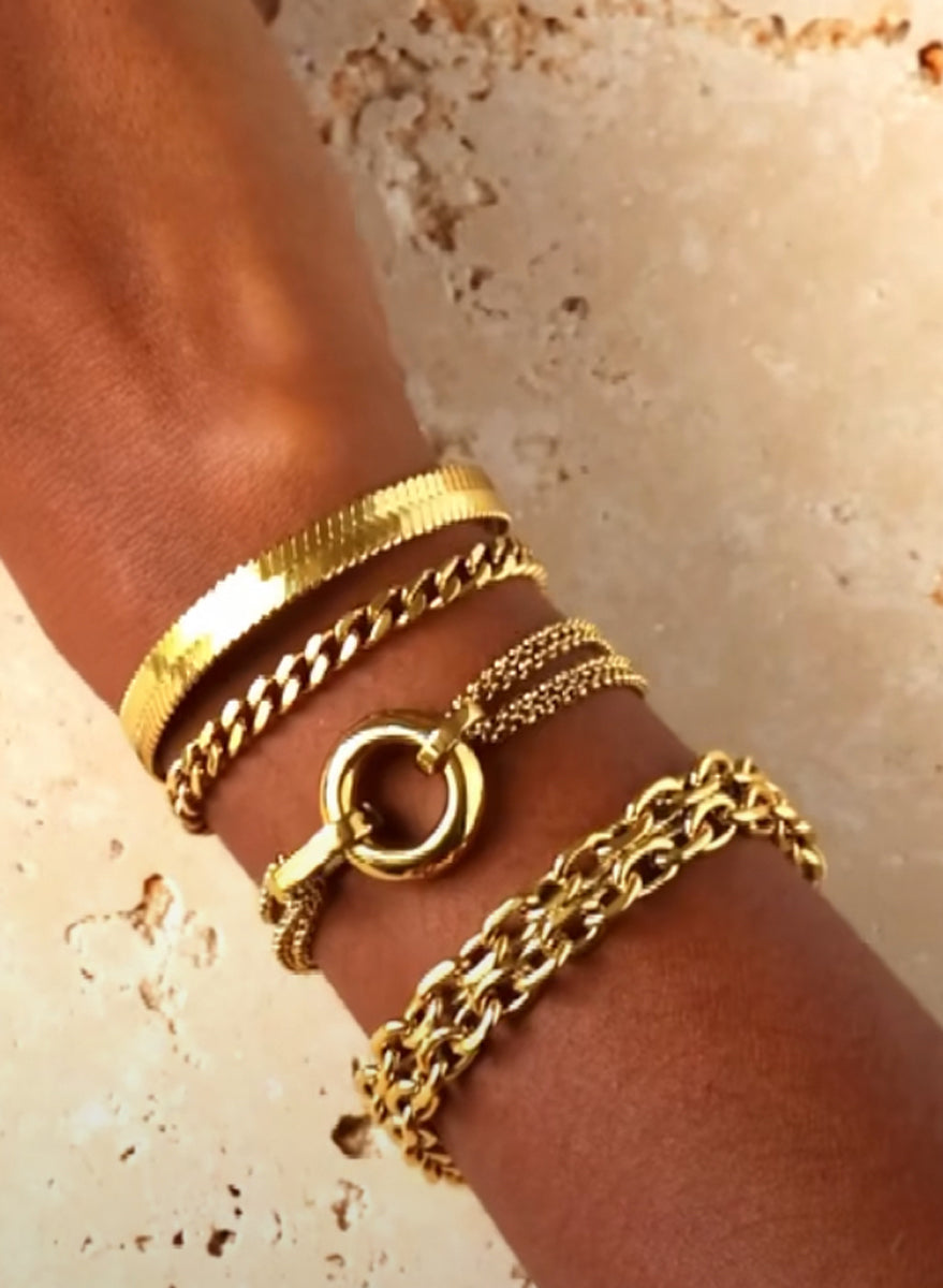 ZAG Bijoux Stacking Armbänder Mehrreihig Edelstahl Gold Plattiert