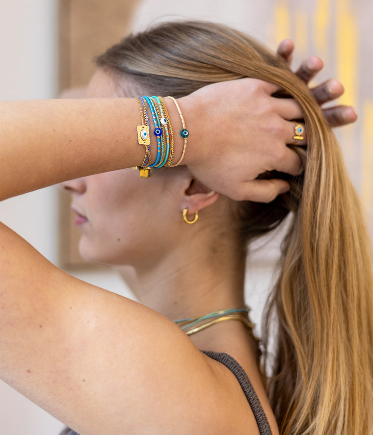 ZAG Bijoux Armbänder Nazar Eye Perlen Edelstahl Vergoldet Stacking-Look