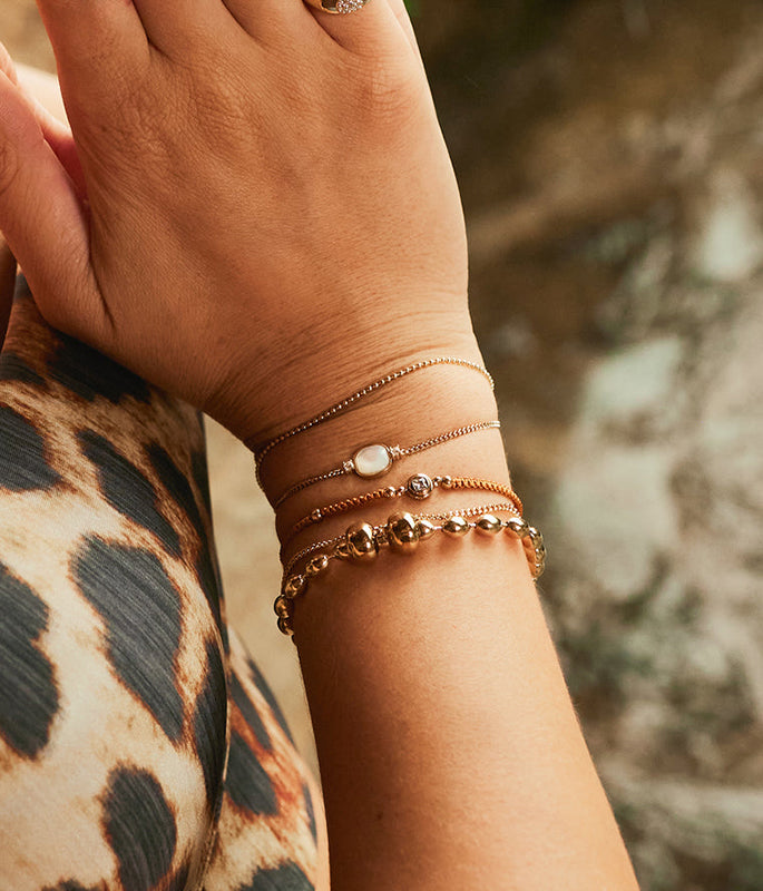 ZAG Bijoux Armbänder Rumi Stacking Edelstahl Silber Plattiert Vergoldet Doppelarmband
