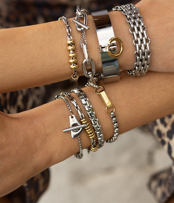 ZAG Bijoux Armband Blake Edelstahl Silber Plattiert Bewegliche Elemente Längenverstellbar

