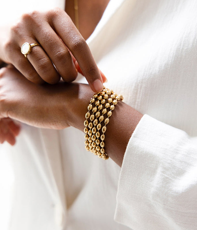 ZAG Bijoux Armband Caddy Erbsglieder 5-reihig Edelstahl Vergoldet Detail