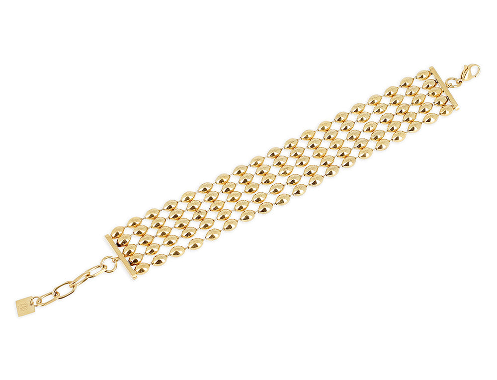 ZAG Bijoux Armband Caddy Erbsglieder 5-reihig Edelstahl Vergoldet