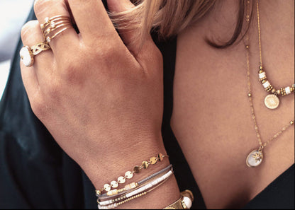 ZAG Bijoux Armband Plättchen Dots Edelstahl Gold Plattiert Model