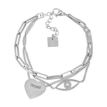 ZAG Bijoux Armband Dreireihig Auge Herz Edelstahl Silber
