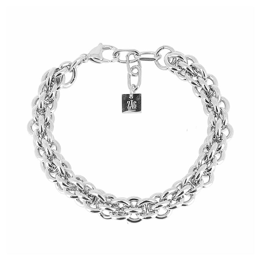 Zag Bijoux Kettenarmband Kordeloptik Edelstahl Silber Längenverstellbar