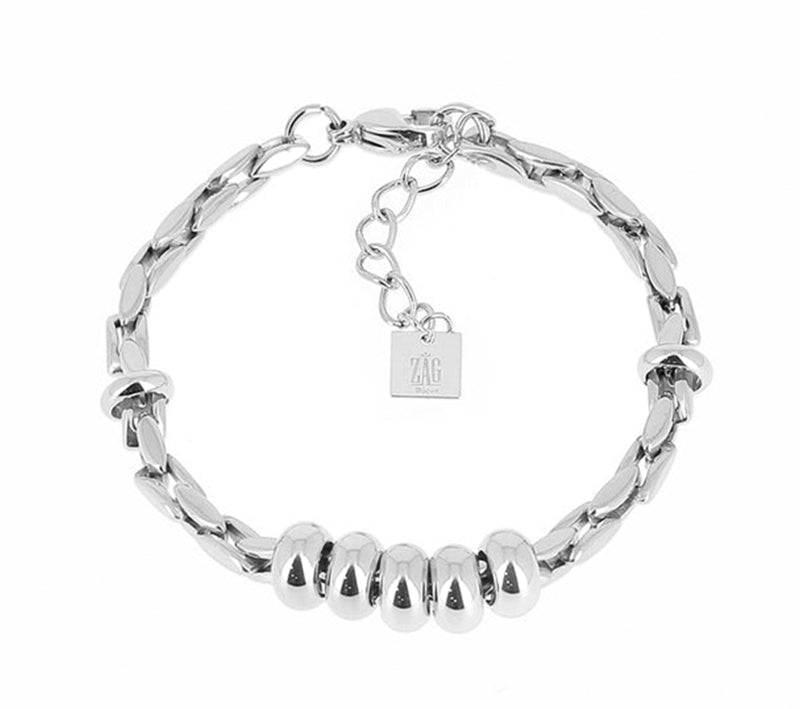 ZAG Bijoux Armband Janet Edelstahl Silber Bewegliche Elemente Längenverstellbar
