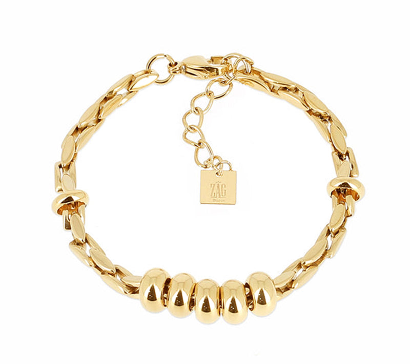 ZAG Bijoux Armband Janet Edelstahl Gold Plattiert Bewegliche Elemente Längenverstellbar
