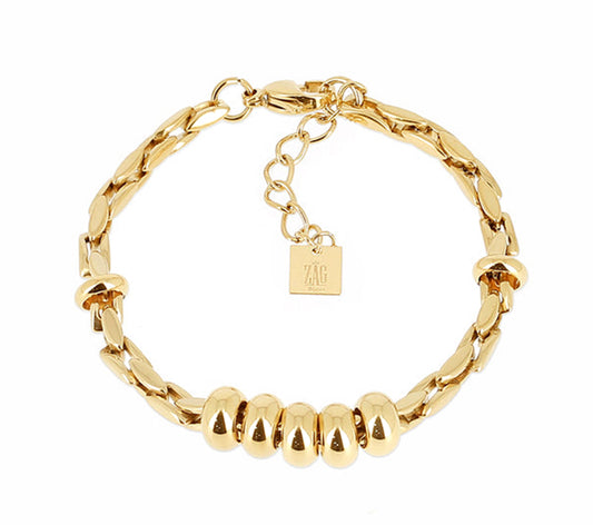ZAG Bijoux Armband Janet Edelstahl Gold Plattiert Bewegliche Elemente Längenverstellbar
