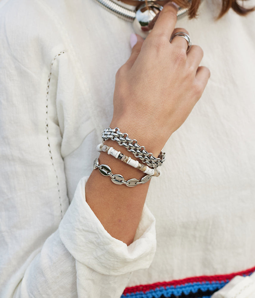 ZAG Bijoux Armband Kahvi Kaffeebohnen-Glieder Edelstahl Stacking-Look Model
