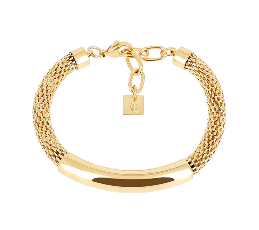 ZAG Bijoux Armband Narni Edelstahl Vergoldet Mesh Netzstruktur Röhren