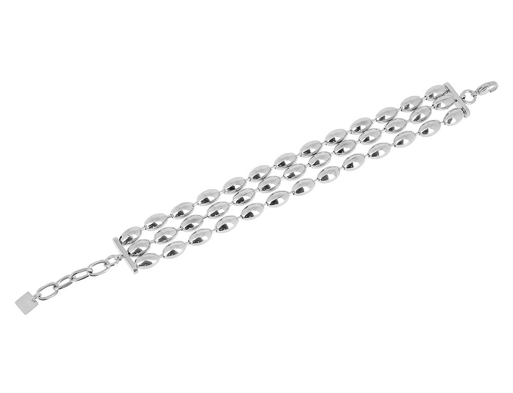 ZAG Bijoux Armband Nyra Erbsglieder 3-reihig Edelstahl Silber