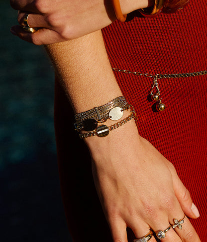 ZAG Bijoux Armband Salerne Mehrreihig Flache Ketten Edelstahl Vergoldet Detail